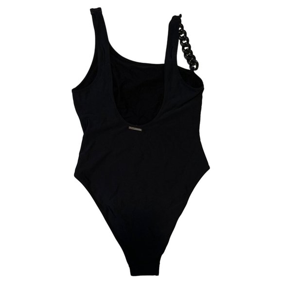Stella McCartney One Piece Swimsuit Small Black Falabella Chain Detail Italy NEW - Picture 6 of 16